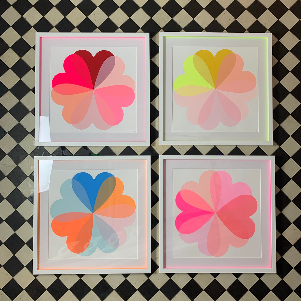 Hearts & Flowers | Large | Neon Yellow & Pink
