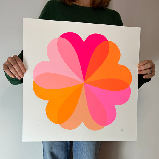 Large Hearts and Flowers | Orange and Pinks