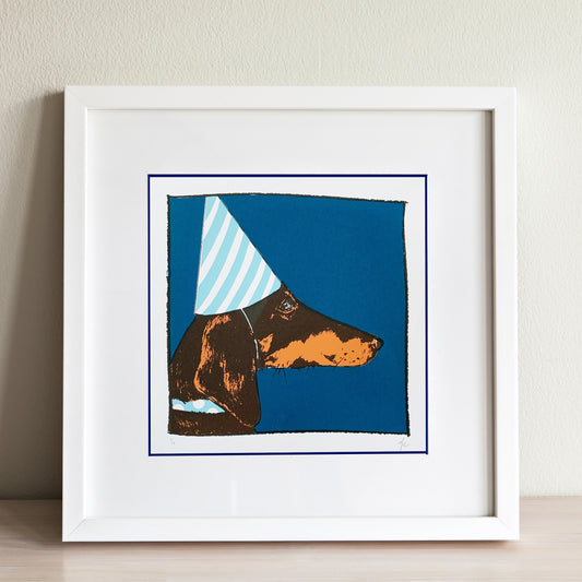 Hannah Carvell, Screen Print, Dachshund, Party Sausage Dog