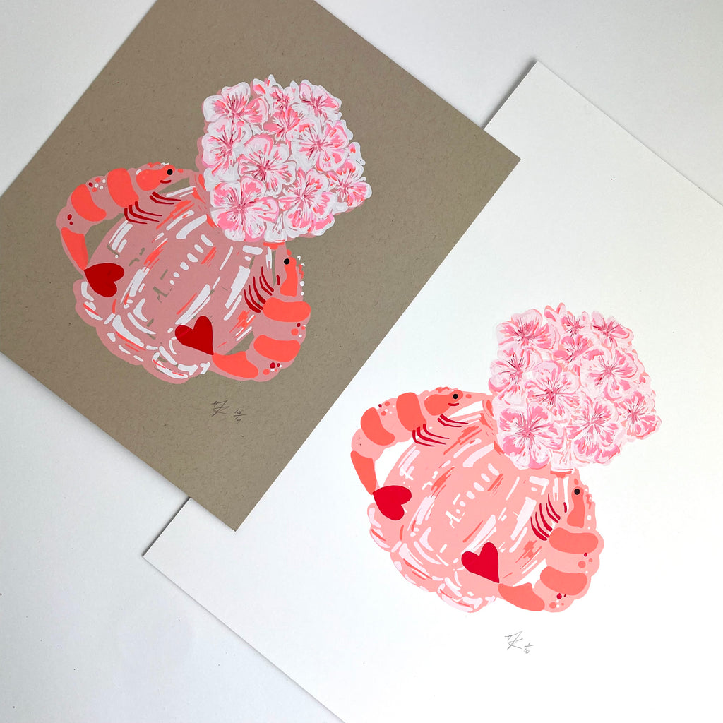 Pink & Orange Prawn | Recycled Paper