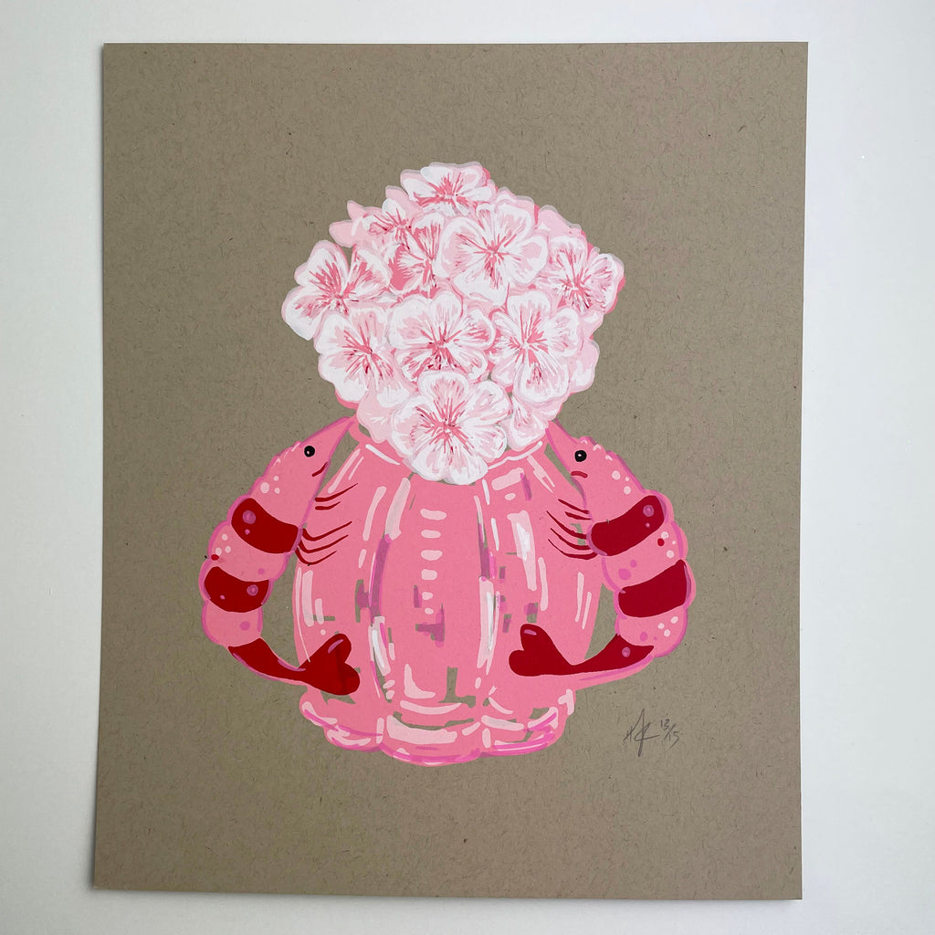 Red & Pink Prawn | Recycled Paper