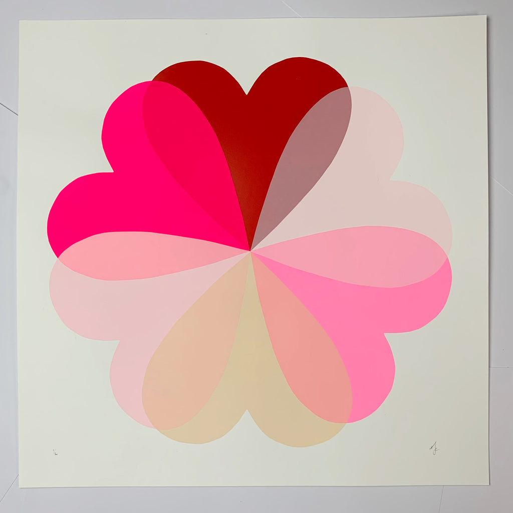 Large Hearts & Flowers | Red + Neon Pink