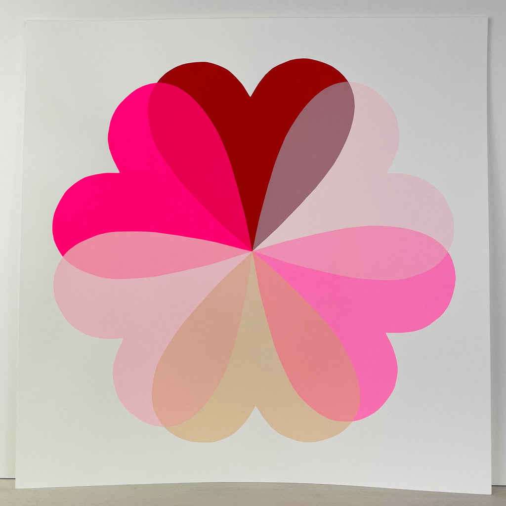 Large Hearts & Flowers | Red + Neon Pink