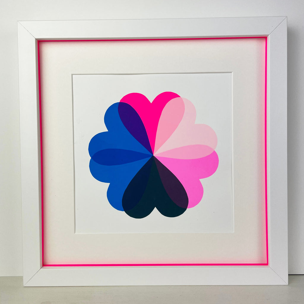 Small HEARTS & FLOWERS | Blue Blue & Neon Pink