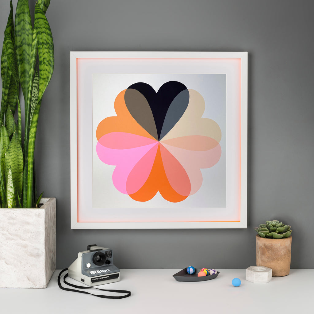 Hannah Carvell, Screen Print, Hearts and Flowers