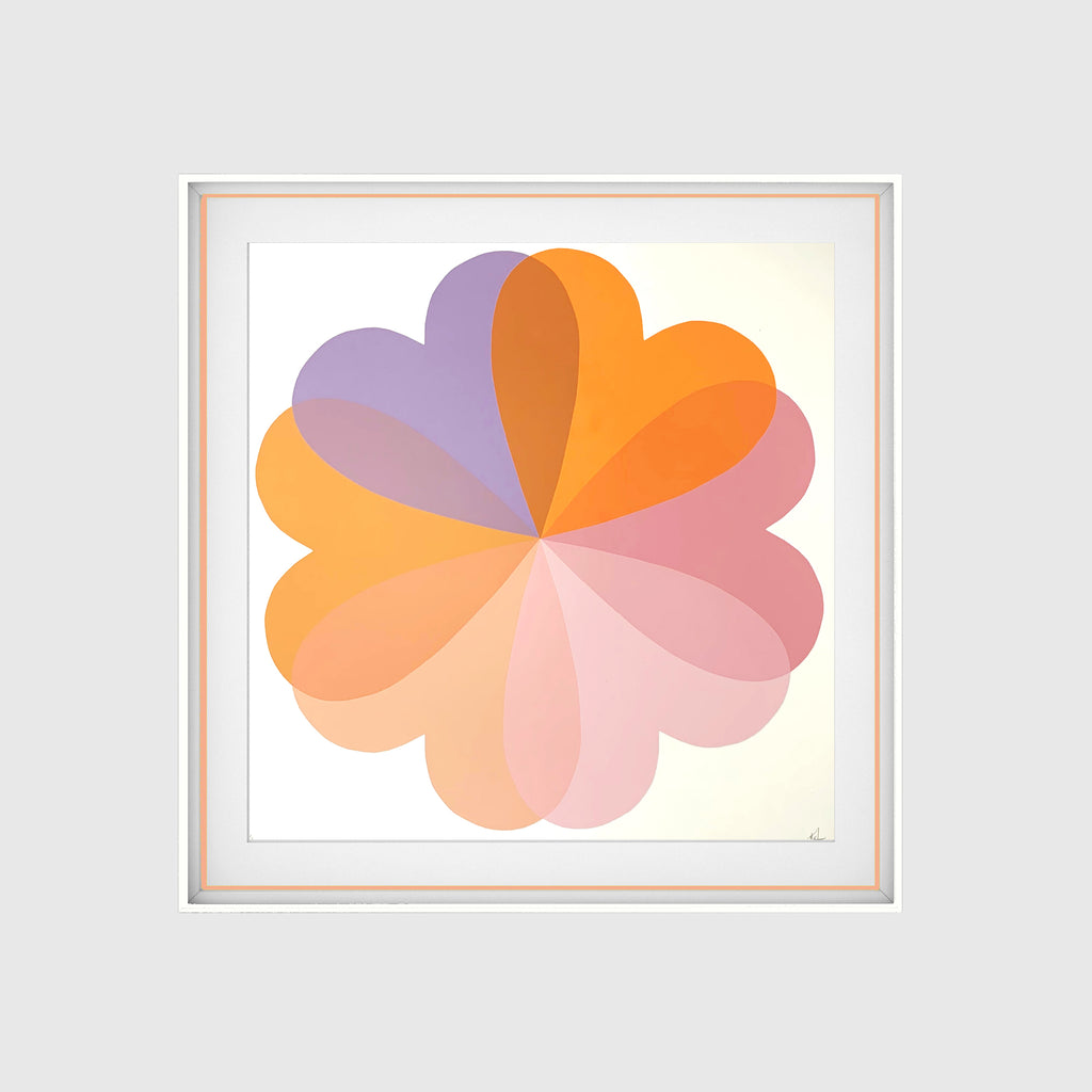 Hannah Carvell, Hearts and Flowers, Screen Print, Neon Spacer Frame
